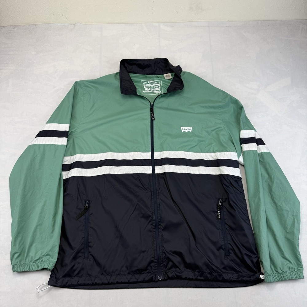 Levi's Men's XL Retro Colorblock Windbreaker Green Navy